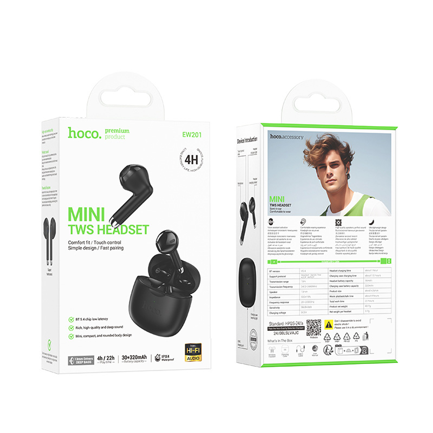 Audifonos TWS Hoco EW201 Graceful Negro